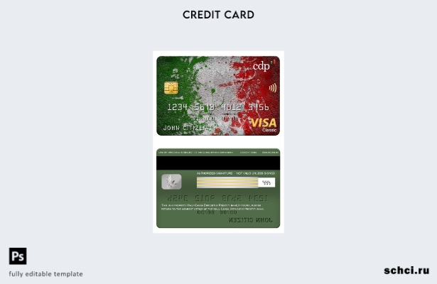 цифровая загрузка Италия Cassa Depositi e Prestiti Bank Visa Classic шаблон карт